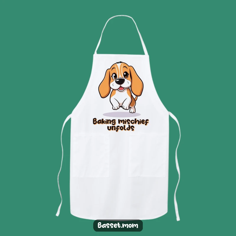 Funny Basset Hound Tiptoeing Apron: Cook with a Wink and a Smile
