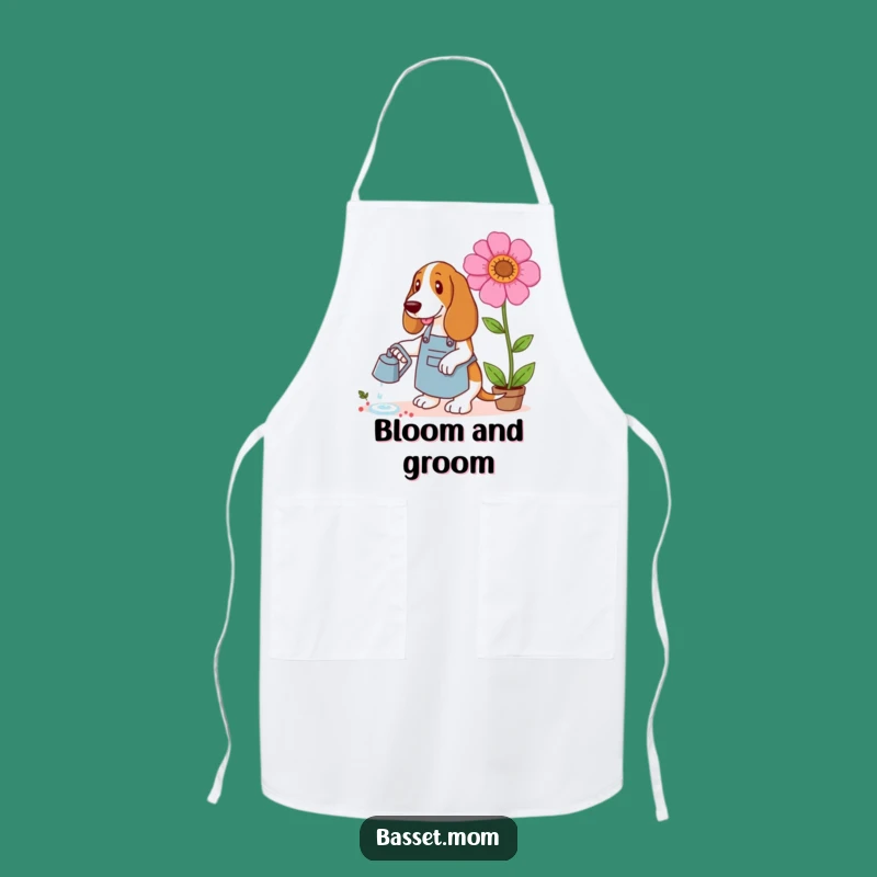 Funny Basset Hound Gardener Apron - Giant Flower Watering Dog Gift