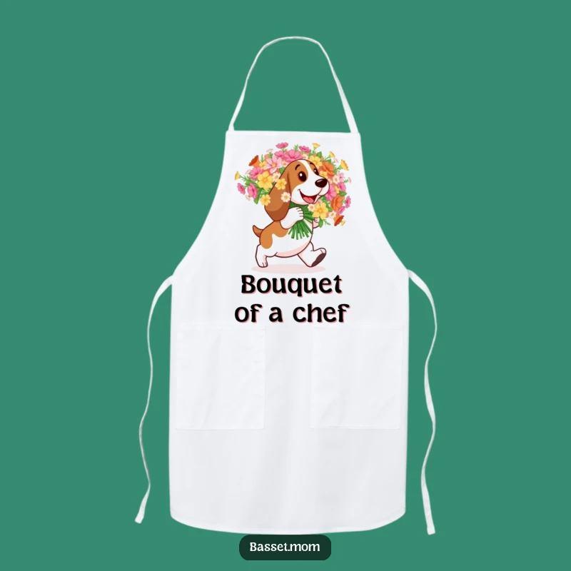 Funny Basset Hound Flower Apron: Happy Baker Style, Perfect Gift