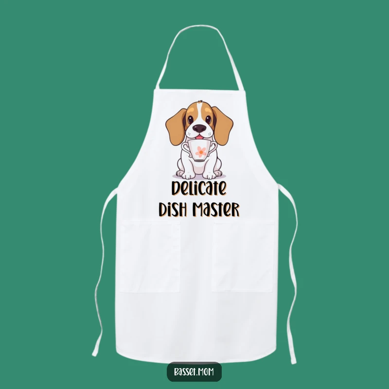 Funny Basset Hound Teacup Balance Apron - Kitchen Fun for Dog Lovers