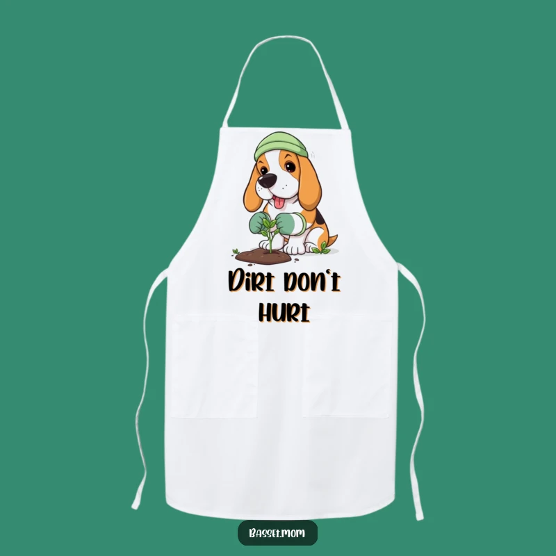 Funny Basset Hound Gardener Apron - Planting Dog Lover Kitchen Gift