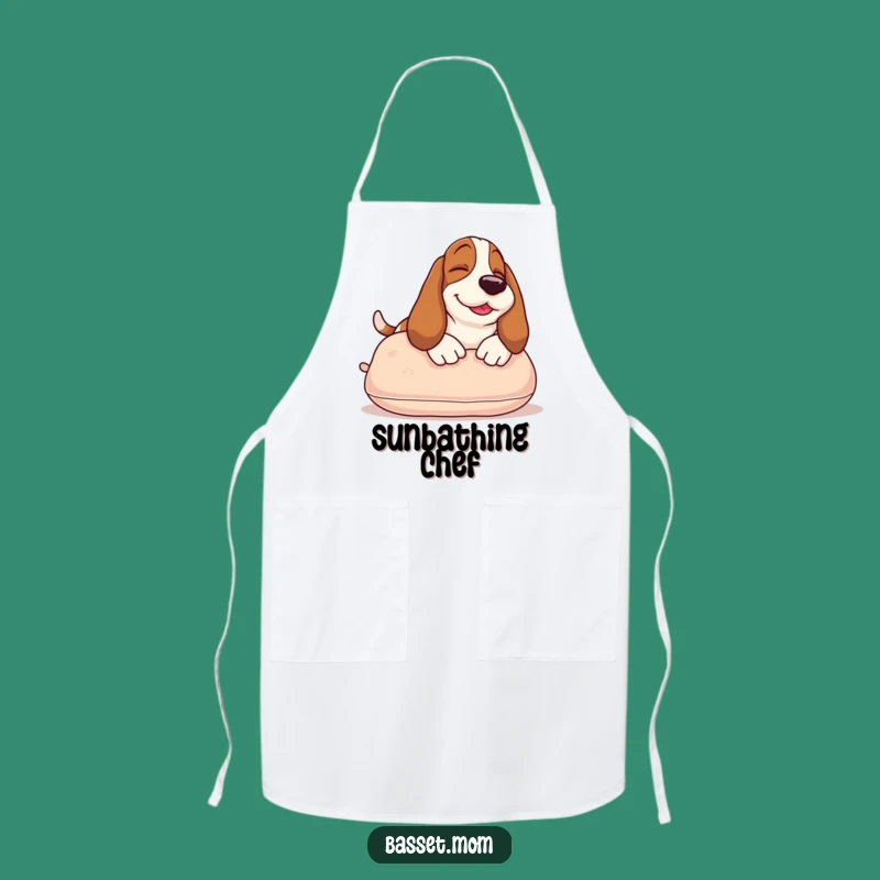 Funny Basset Hound Apron: Kitchen Humor with a Sunbathing Pup Design