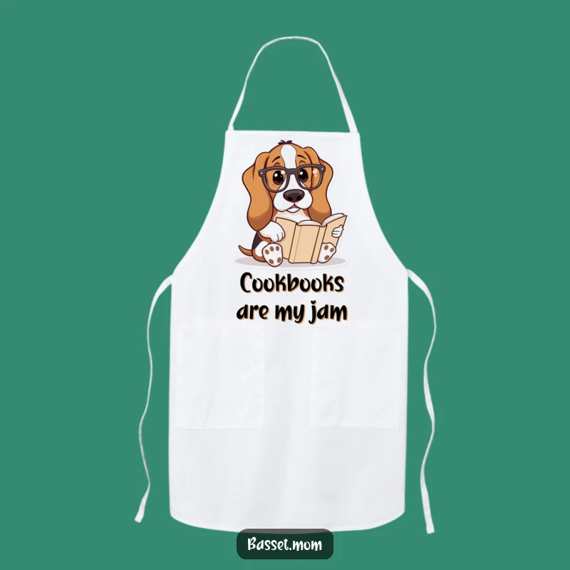 Funny Basset Hound Chef's Read Apron: Cook with Knowledge & Humor