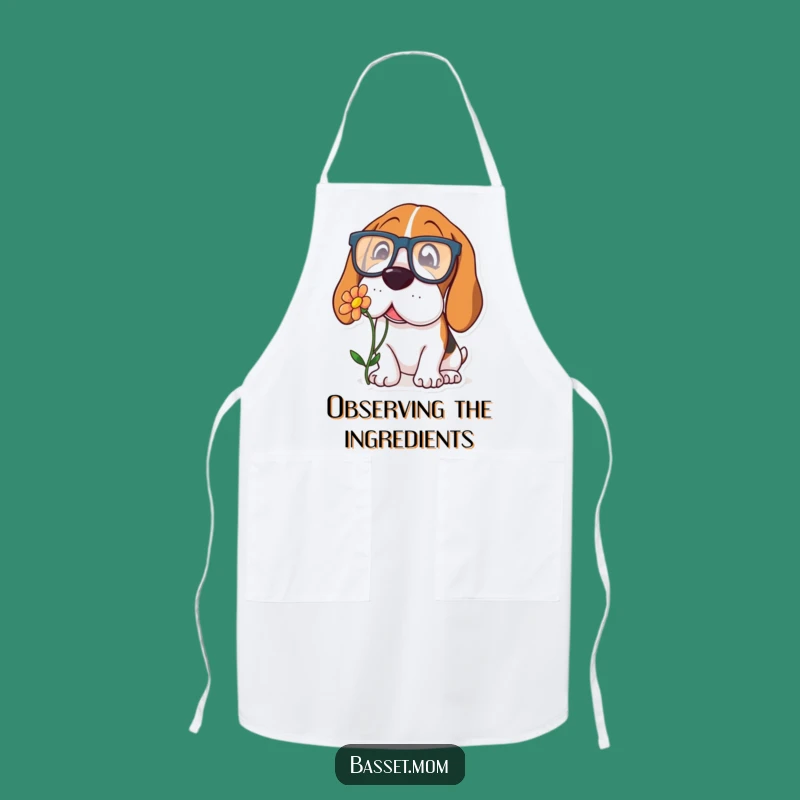 Funny Basset Hound Glasses Apron - Curious Chef Dog Cooking Gift