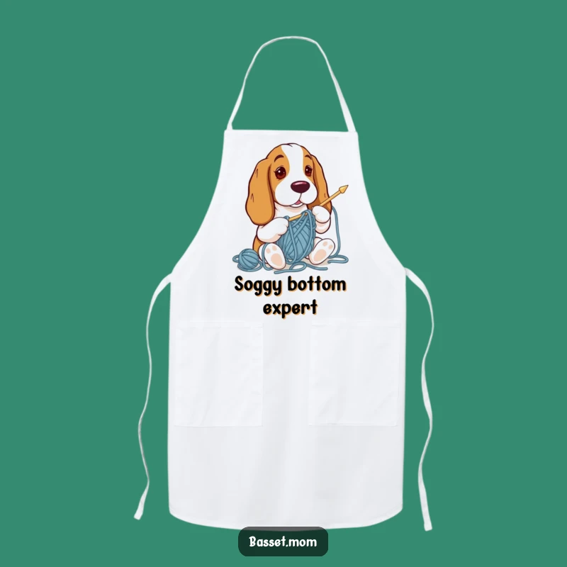 Funny Basset Hound Knitting Apron: Hilarious Craft Protection, Kitchen Fun, Perfect Gift!