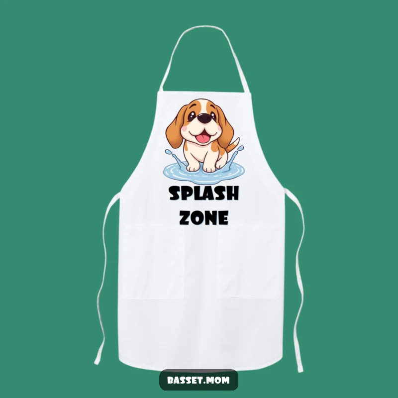 Funny Basset Hound Puddle Splash Apron - Droopy Ear Dog Cooking Gift