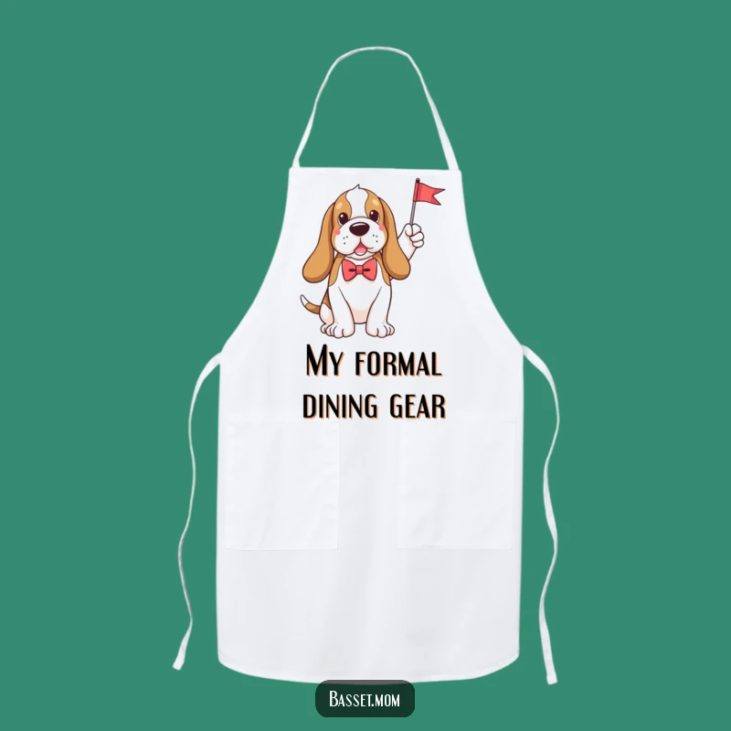 Funny Culinary Chic Basset Hound Bow Tie Flag Apron - Kitchen Gift