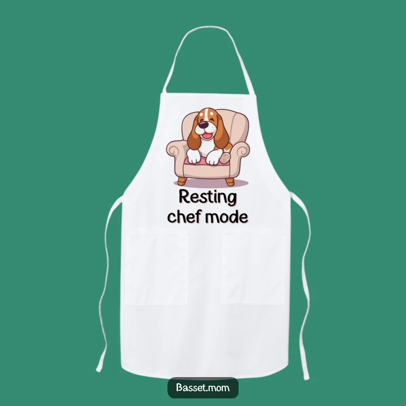 Funny Happy Sigh Basset Hound Apron: Lounging Comfort - Kitchen Relaxation Funny Gift