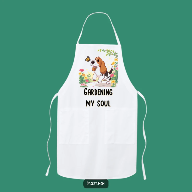 Funny Basset Hound Butterfly Garden Apron: Chef's Humorous Kitchen Gift
