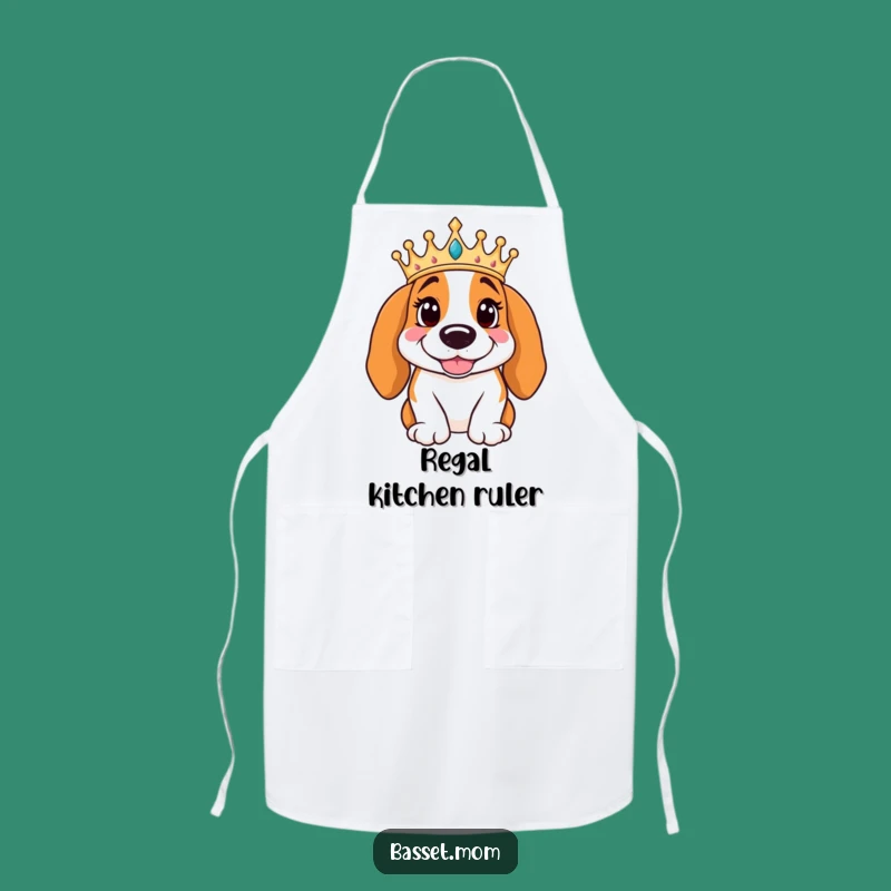 Funny Basset Hound King Apron - Regal Crown Kitchen Wear Gift