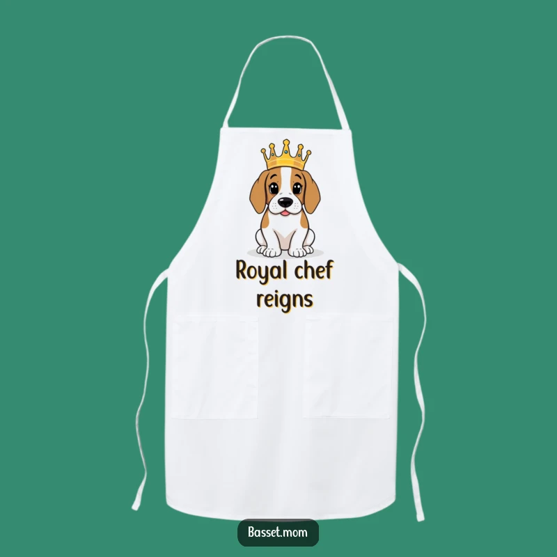 Funny Basset Hound King Apron - Humorous Royal Chef Gift