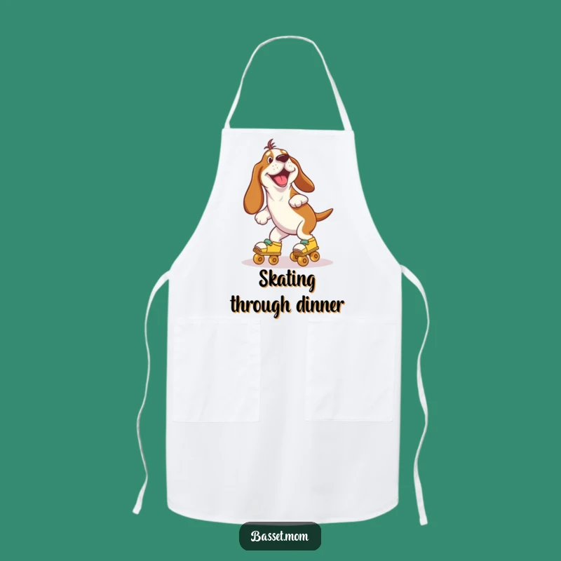 Funny Kitchen Roller Skater Basset Hound Apron - Chef Gift