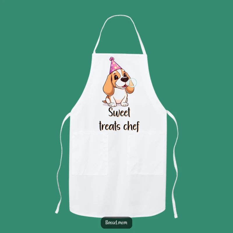 Funny Basset Hound Apron: Party Time Kitchen Fun with Lollipop Bubbles