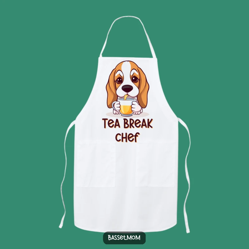 Funny Basset Hound Tea Sip Apron - Elegant Chef Dog Gift