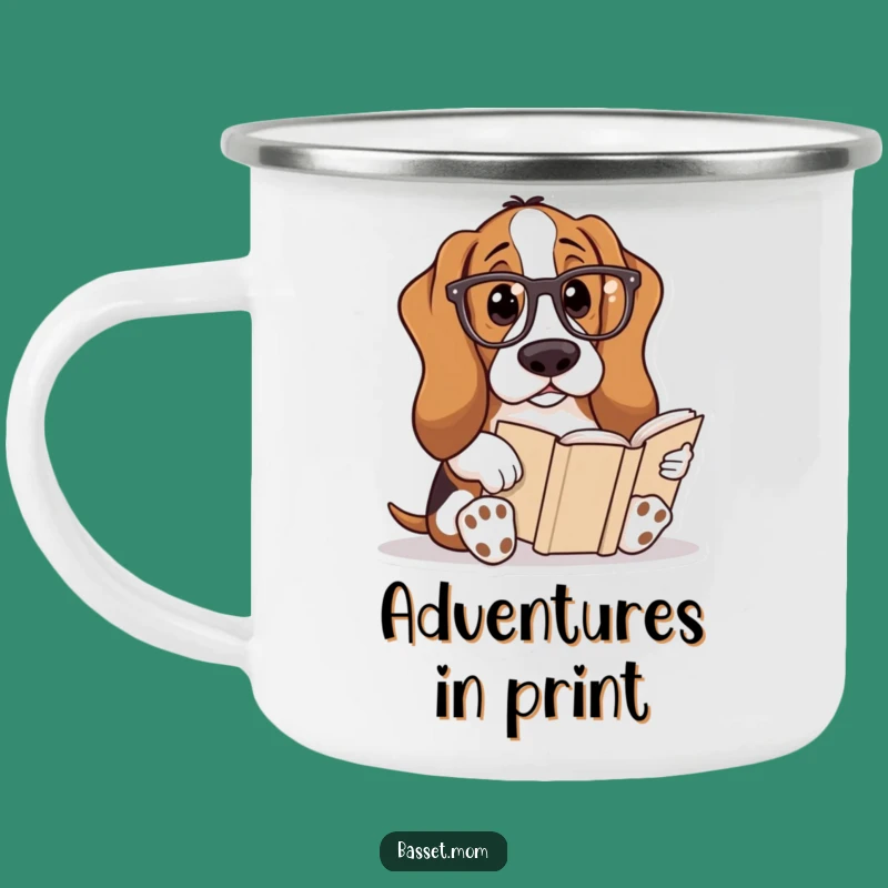 Funny Basset Hound Camp Reader Mug: Adventure & Literary Escapes