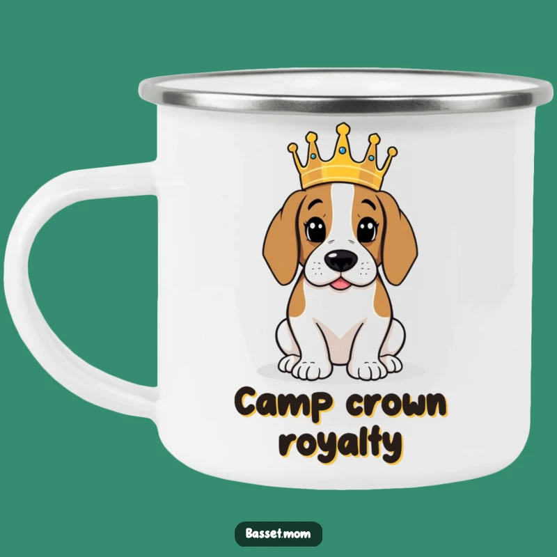 Funny Basset Hound King Campfire Mug - Humorous Royal Outdoor Companion