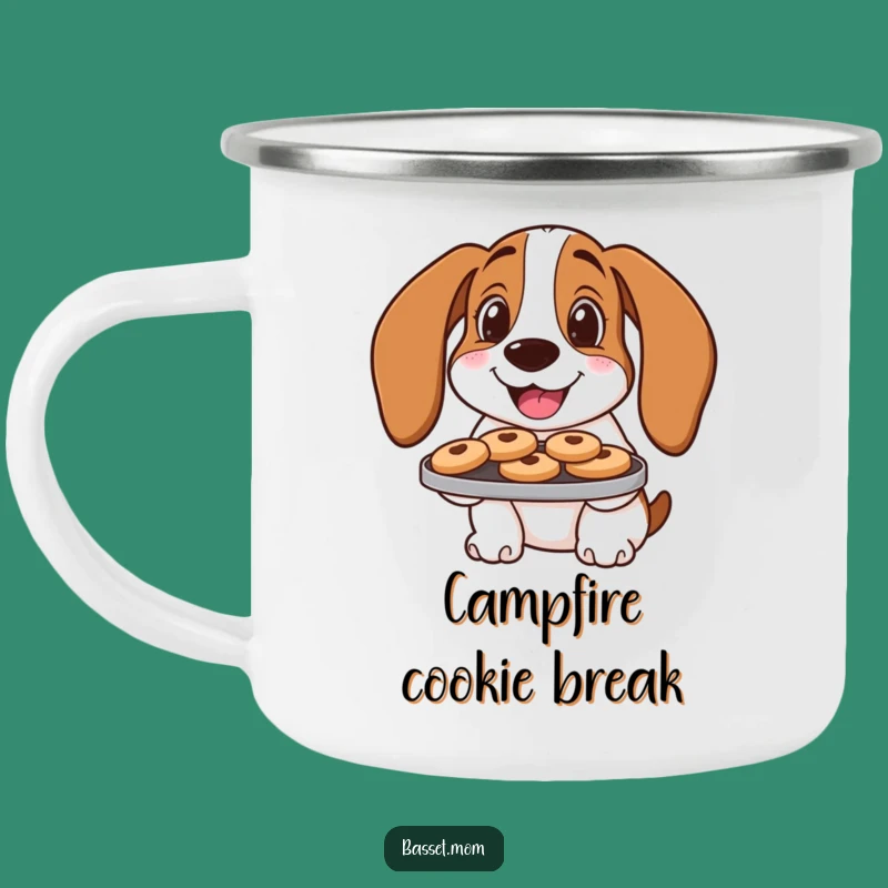 Funny Cookie Basset Hound Camping Mug: Sweet Outdoor Humor, Gift
