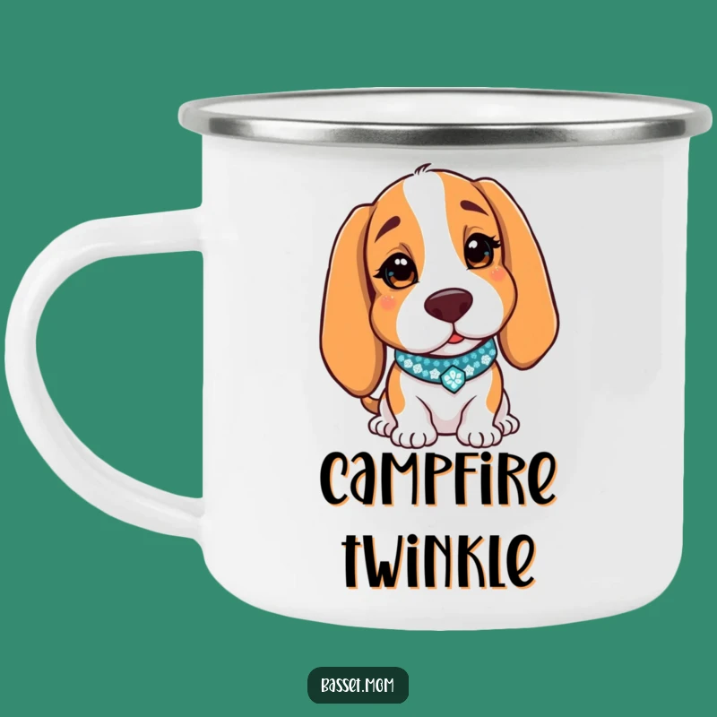 Durable Funny Basset Hound Winking Camping Mug - Sparkly Dog Gift
