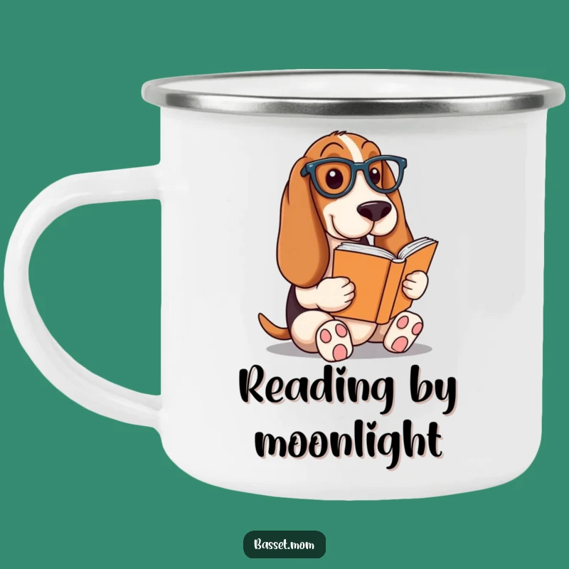 Durable Funny Basset Hound Reader Camping Mug - Outdoor Intellectual Gift!