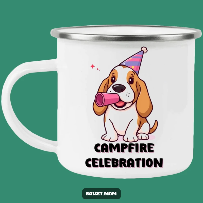 Festive Fun Funny Basset Hound Camping Mug