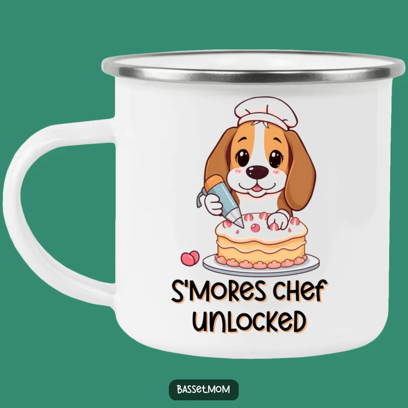 Funny Basset Hound Baking Campfire Mug - Humorous Outdoor Treat Holder