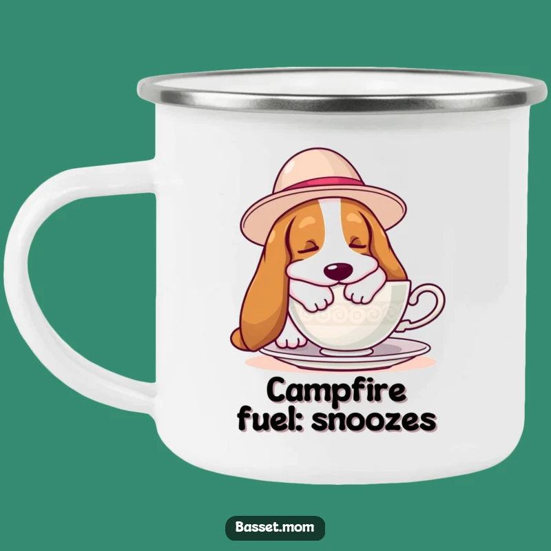 Funny Basset Hound Camp Hat Mug: Adventure Fuelled by Hilarious Naps