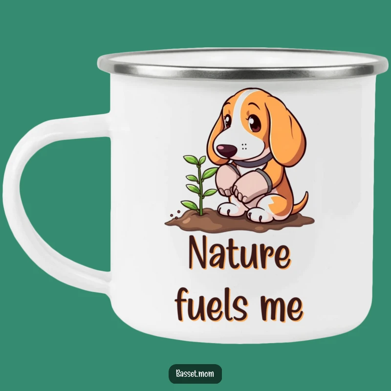 Funny Basset Hound Gardener Camping Mug - Outdoor Sprout Planting Cup