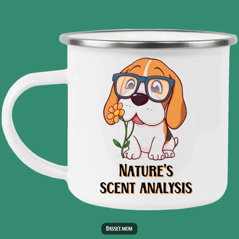 Funny Basset Hound Glasses Camping Mug - Curious Explorer Drinkware