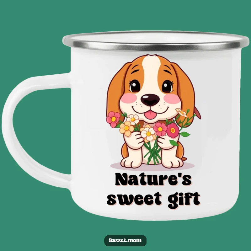 Durable Funny Basset Hound Bouquet Camping Mug - Outdoor Sweet Gift!