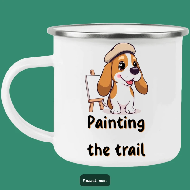 Funny Basset Hound Artist Camping Mug: Sip Your Inspiration Outdoors