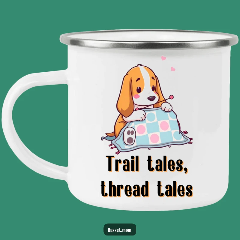 Funny Basset Hound Quilting Camping Mug: Durable Dog Sewing Cup for Outdoors
