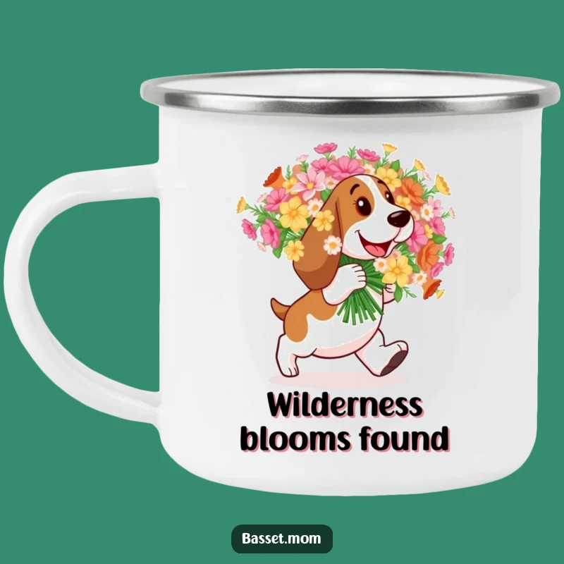 Funny Basset Hound Flower Camping Mug: Happy Outdoors, Perfect Gift