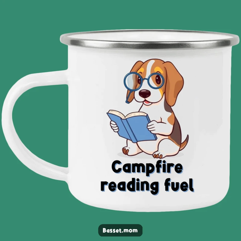 Wise Companion Funny Basset Hound Monocle Book Camping Mug
