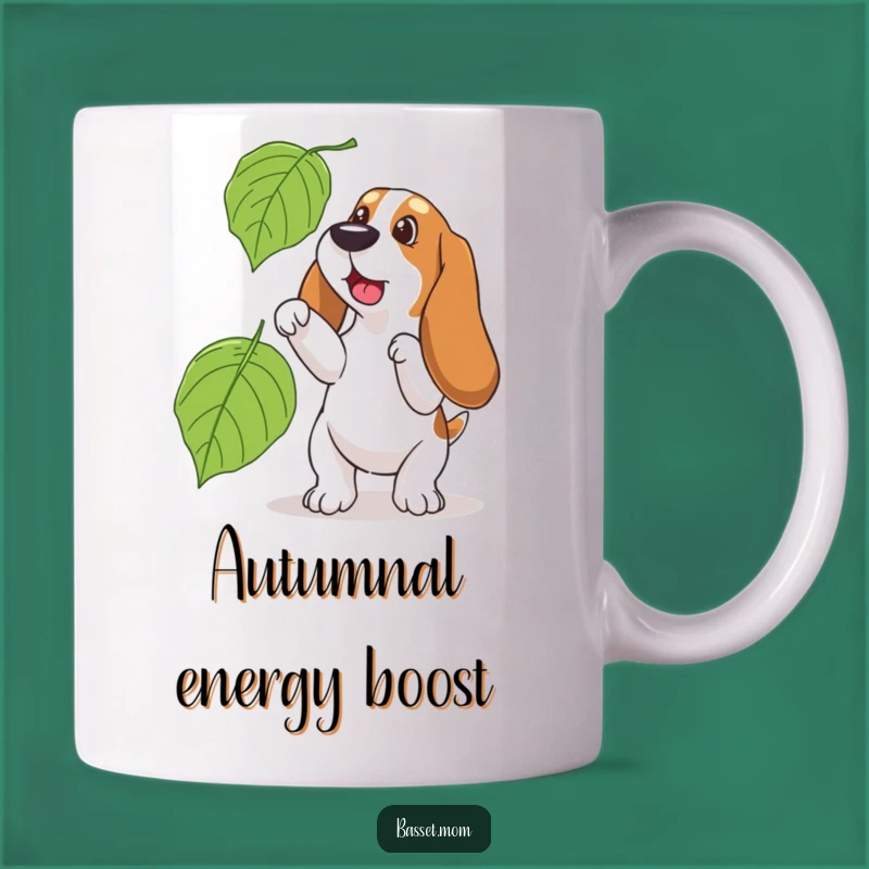 Funny Basset Hound Leaf Chaser Mug: Hilarious Autumn Fun for Dog Lovers