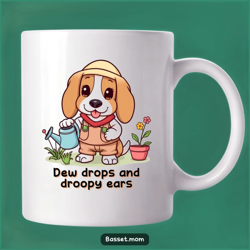 Funny Basset Hound Gardener Mug: Hilarious Blooming Dog, Perfect Gift for Plant Lovers!