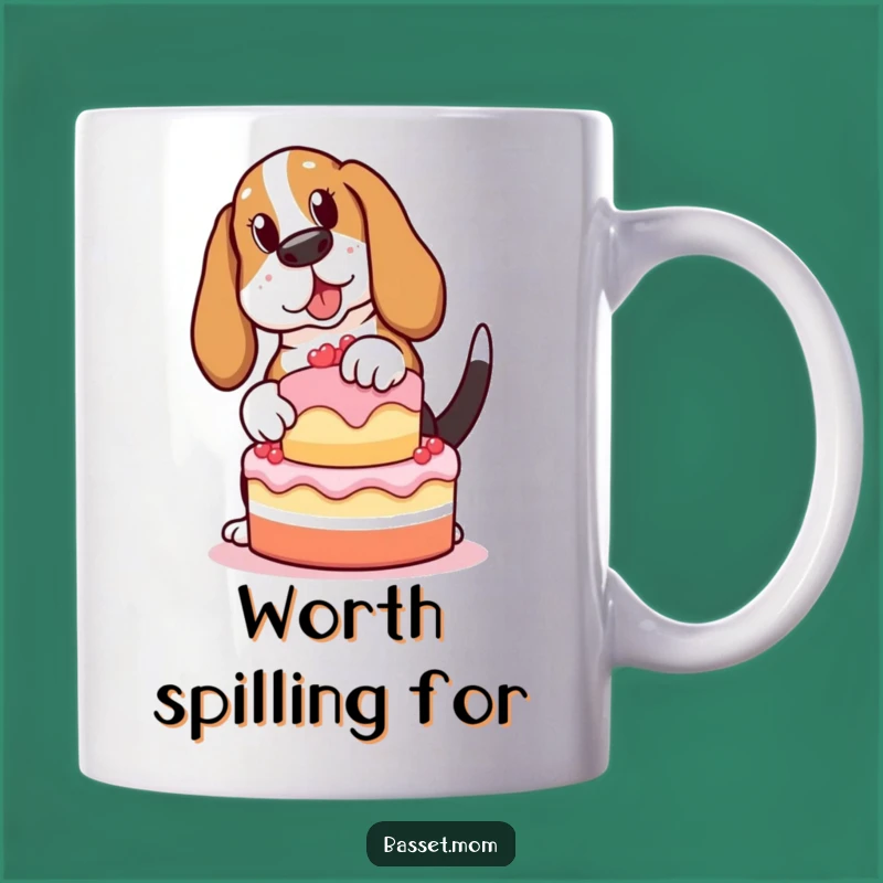 Funny Basset Hound Cake Balance Mug - Hilarious Dog Lover Gift!