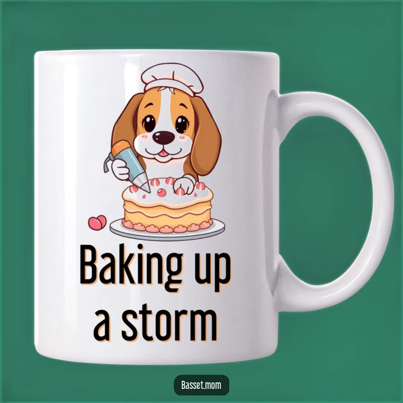 Funny Basset Hound Cake Decorating Mug - Hilarious Baker's Gift for Dog Lovers