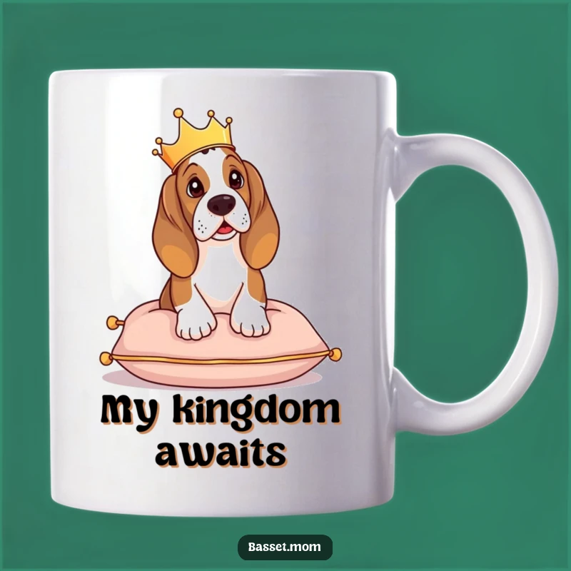 Funny Basset Hound Crown Mug: Regal Ruler Relaxation, Perfect Gift