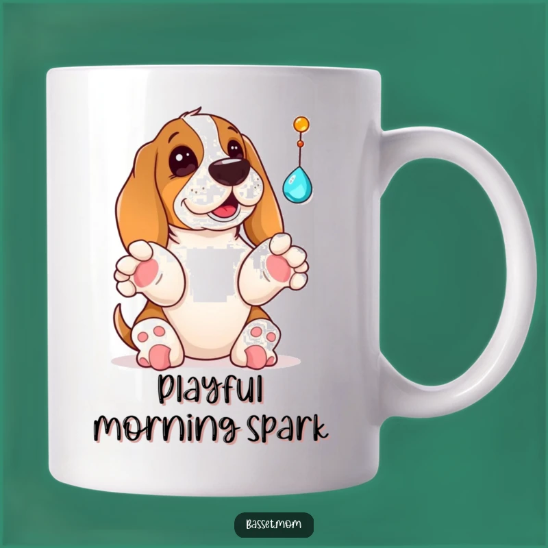 Funny Basset Hound Jewel Bat Mug - Playful Dog Toy Lover Gift