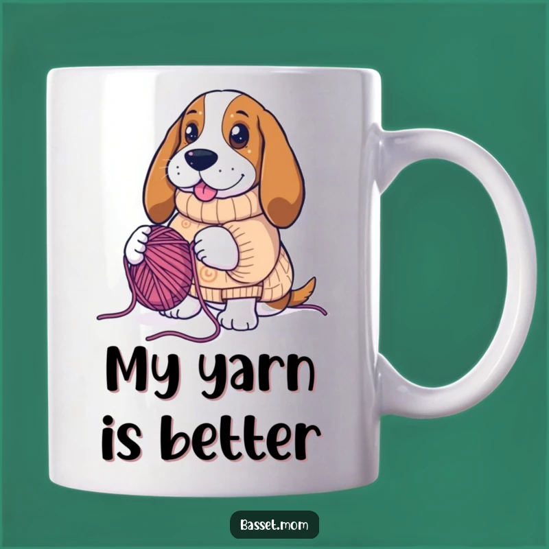 Funny Basset Hound Knitting Sweater Mug - The Perfect Gift for Yarn Lovers!