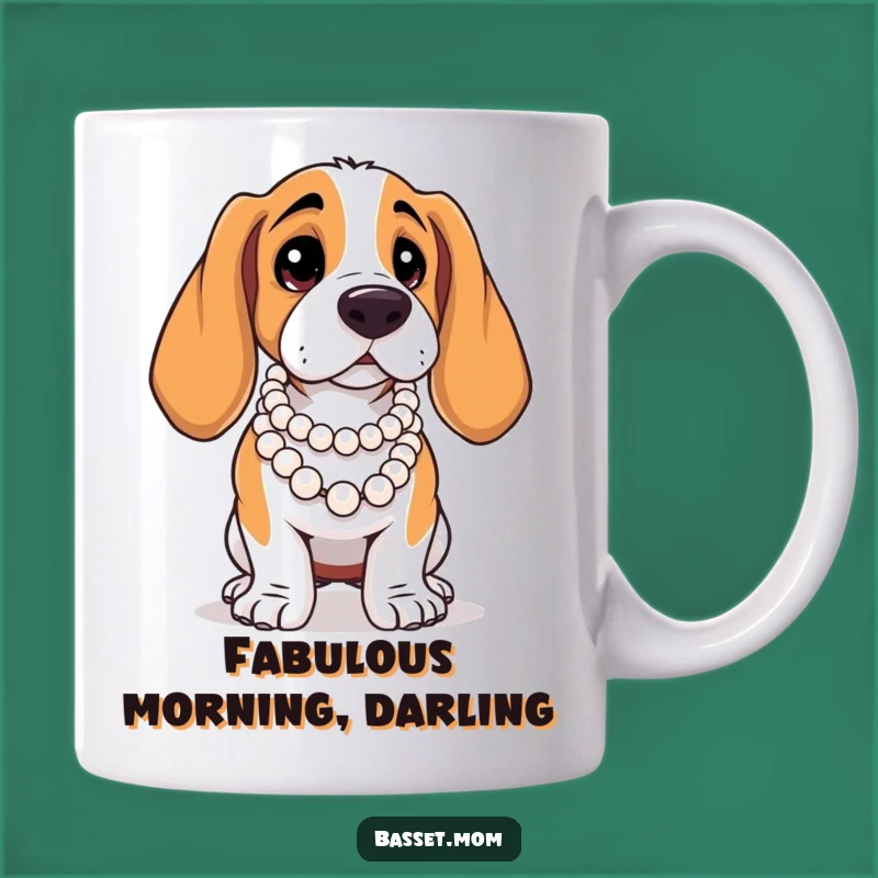 Funny Basset Hound Pearl Necklace Mug: Diva Pose Lover's Perfect Gift