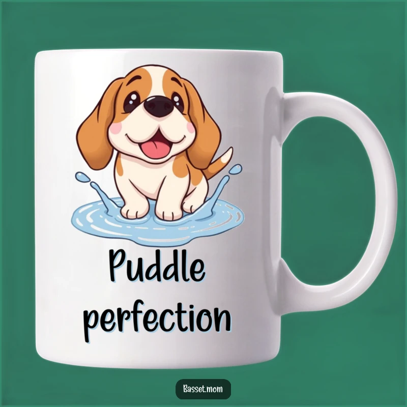 Funny Basset Hound Puddle Splash Mug - Adorable Droopy Ear Dog Lover Gift