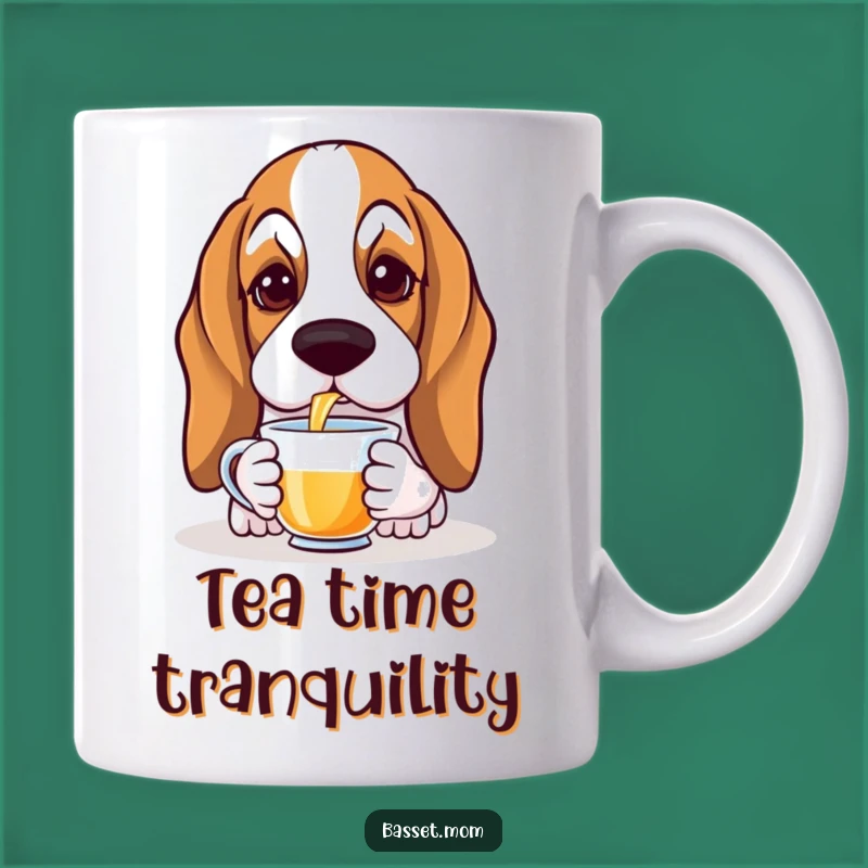 Funny Basset Hound Tea Sip Mug - Elegant Droopy Ear Dog Lover Gift