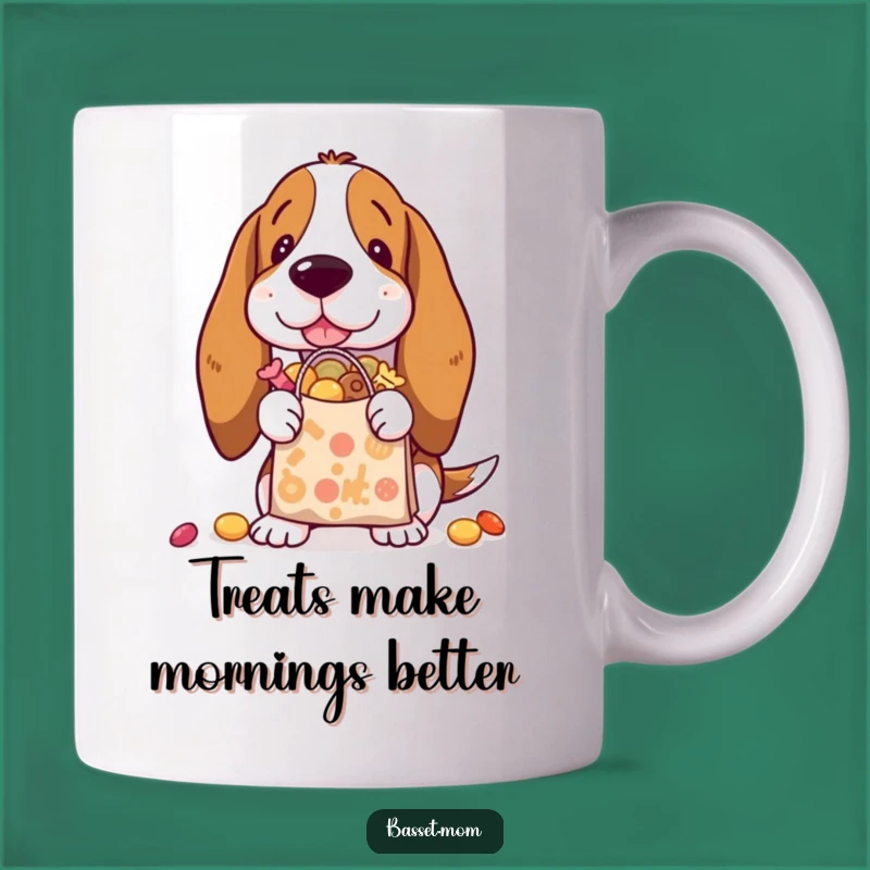 Funny Basset Hound Treat Lover Mug: Hilarious Shopping Spree, Perfect Gift for Snackers!
