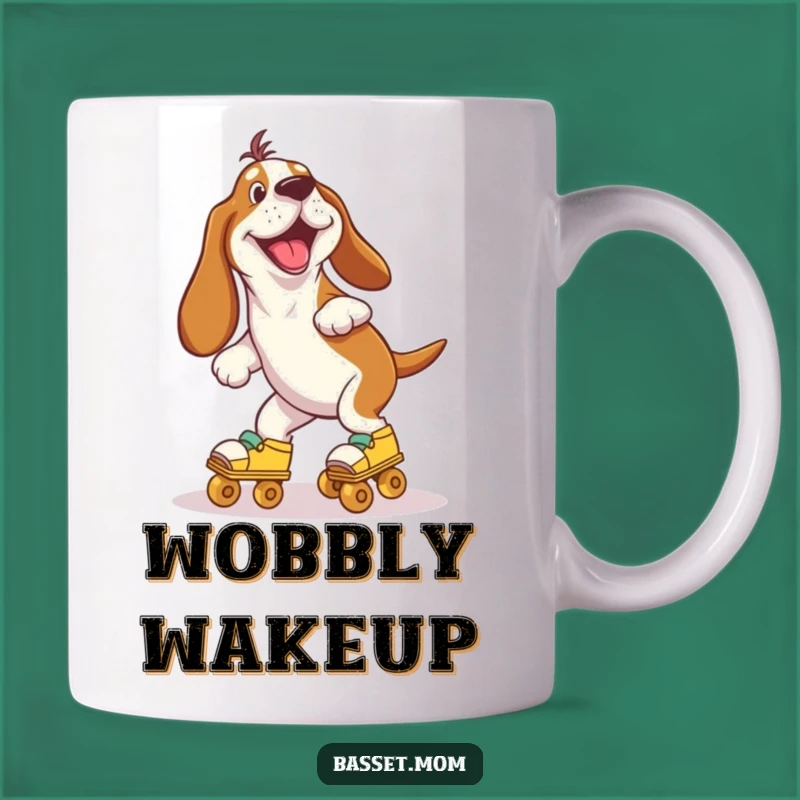 Funny Wobbling Basset Hound Roller Skates Mug - Hilarious Dog Gift