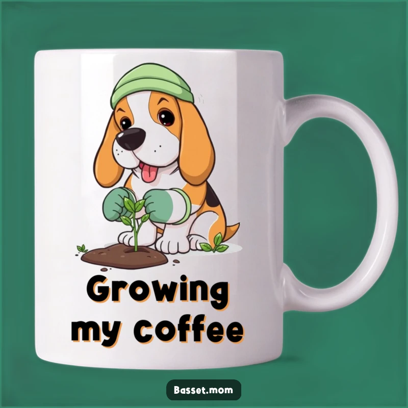 Funny Basset Hound Gardener Mug - Planting Dog Lover Gift