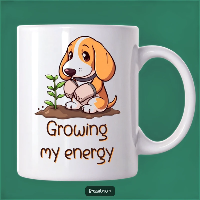 Funny Basset Hound Gardener Mug - Adorable Sprout Planting Coffee Gift