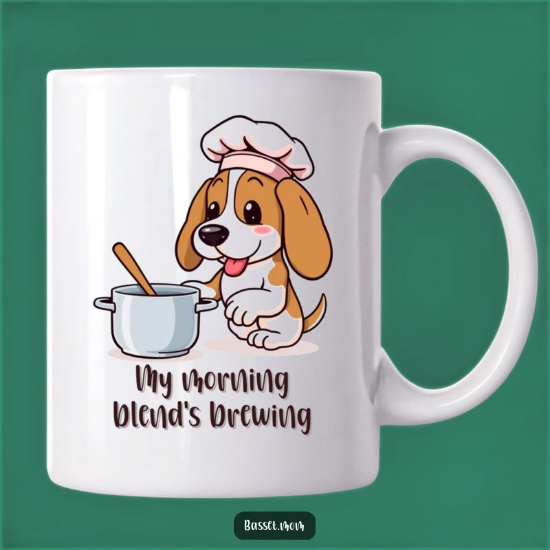 Funny Basset Hound Chef Mug - Enthusiastic Pup Gift for Home Cooks