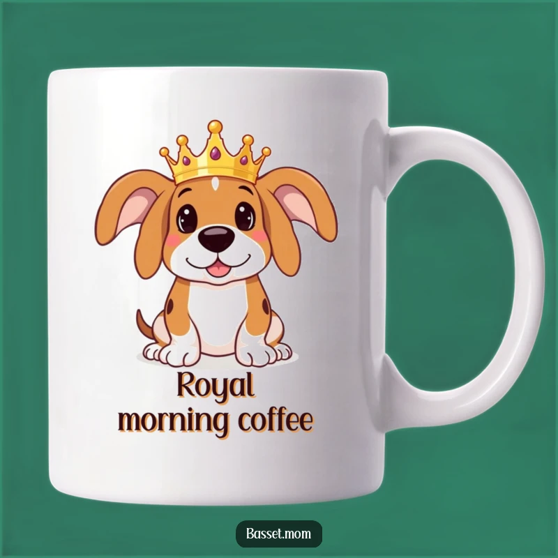 Funny Regal Basset Hound Crown Mug - Hilarious Royal Dog Lover Gift