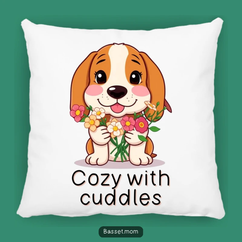 Comfy Funny Basset Hound Bloom Pillow - Sweet Dog Decor Gift!